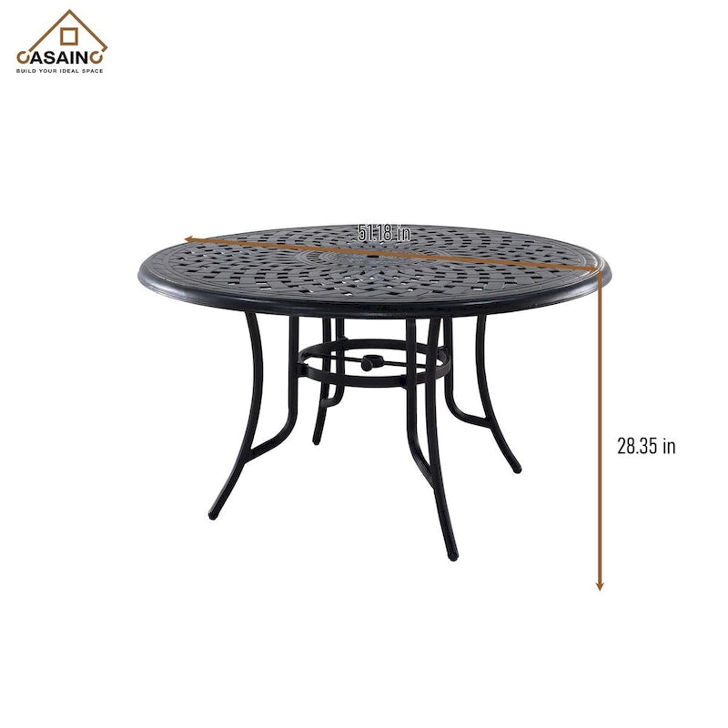 Cast Aluminum 5-Piece Outdoor Patio Dining Set with Table and Chairs