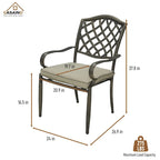 Cast Aluminum 5-Piece Outdoor Patio Dining Set with Table and Chairs