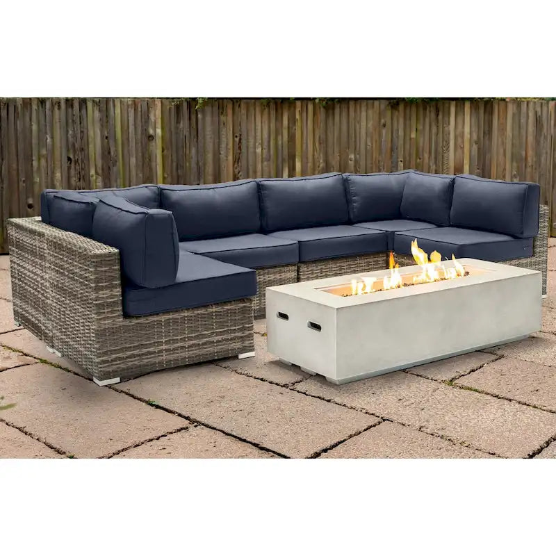 LSI 4 Person Seating Group With Firepit And Sunbrella Cushions