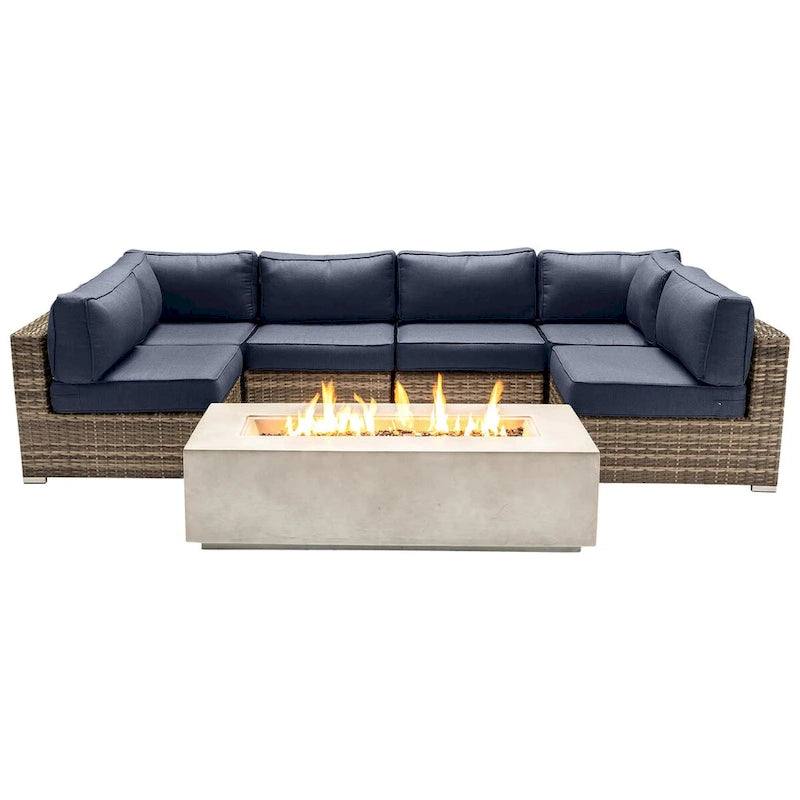 LSI 4 Person Seating Group With Firepit And Sunbrella Cushions