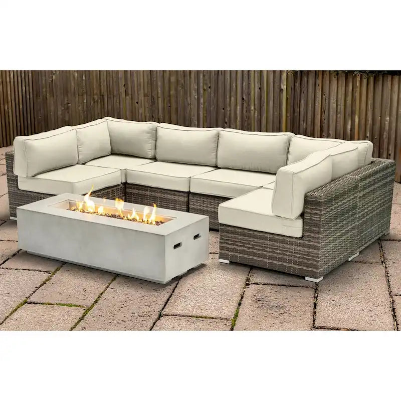 LSI 4 Person Seating Group With Firepit And Sunbrella Cushions