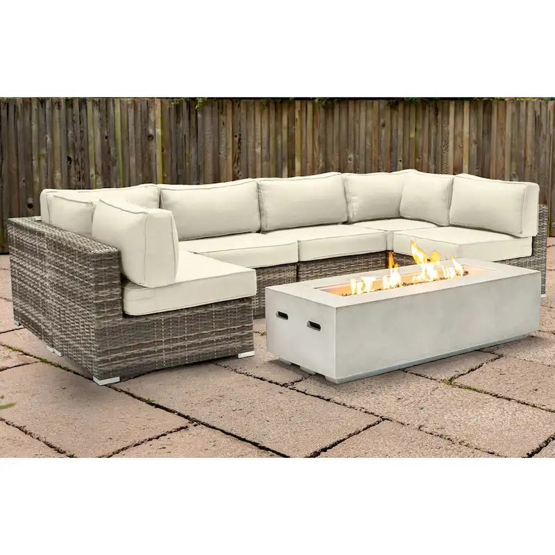 LSI 4 Person Seating Group With Firepit And Sunbrella Cushions