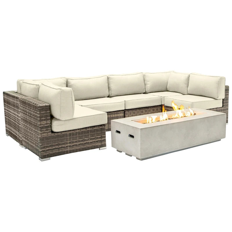 LSI 4 Person Seating Group With Firepit And Sunbrella Cushions