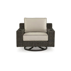 Signature Design by Ashley Coastline Bay Brown Outdoor Swivel Lounge with Cushion - 42.63 W x 36.25 D x 35 H
