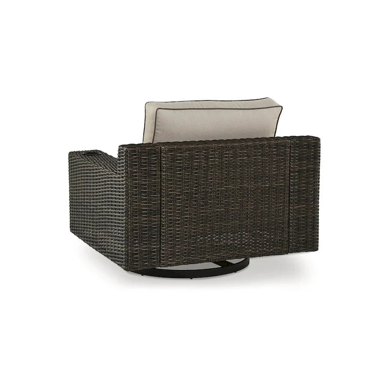 Signature Design by Ashley Coastline Bay Brown Outdoor Swivel Lounge with Cushion - 42.63 W x 36.25 D x 35 H