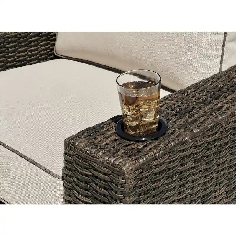 Signature Design by Ashley Coastline Bay Brown Outdoor Swivel Lounge with Cushion - 42.63 W x 36.25 D x 35 H