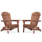 Wooden Outdoor Folding Adirondack Chair Set of 2 Wood Lounge Patio Chair