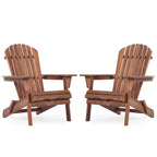 Wooden Outdoor Folding Adirondack Chair Set of 2 Wood Lounge Patio Chair