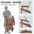 Wooden Outdoor Folding Adirondack Chair Set of 2 Wood Lounge Patio Chair