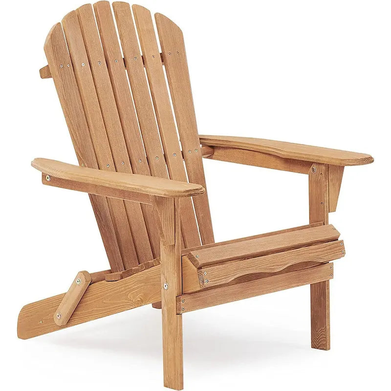 Wooden Outdoor Folding Adirondack Chair Set of 2 Wood Lounge Patio Chair
