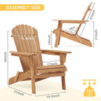 Wooden Outdoor Folding Adirondack Chair Set of 2 Wood Lounge Patio Chair