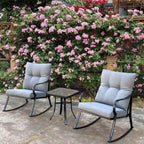 3 Pieces Patio Outdoor Rocker Patio Chairs and Table Set Elegant Patio Bistro Set for Lawn Garden Backyard