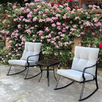 3 Pieces Patio Outdoor Rocker Patio Chairs and Table Set Elegant Patio Bistro Set for Lawn Garden Backyard