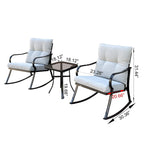 3 Pieces Patio Outdoor Rocker Patio Chairs and Table Set Elegant Patio Bistro Set for Lawn Garden Backyard