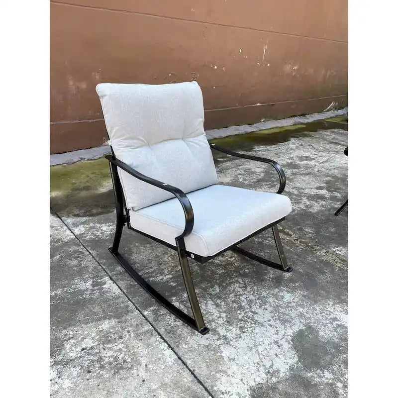 3 Pieces Patio Outdoor Rocker Patio Chairs and Table Set Elegant Patio Bistro Set for Lawn Garden Backyard