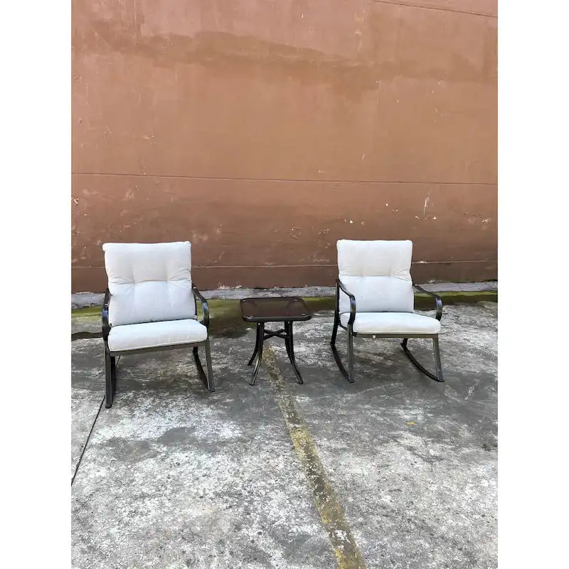 3 Pieces Patio Outdoor Rocker Patio Chairs and Table Set Elegant Patio Bistro Set for Lawn Garden Backyard
