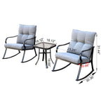 3 Pieces Patio Outdoor Rocker Patio Chairs and Table Set Elegant Patio Bistro Set for Lawn Garden Backyard
