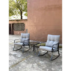 3 Pieces Patio Outdoor Rocker Patio Chairs and Table Set Elegant Patio Bistro Set for Lawn Garden Backyard
