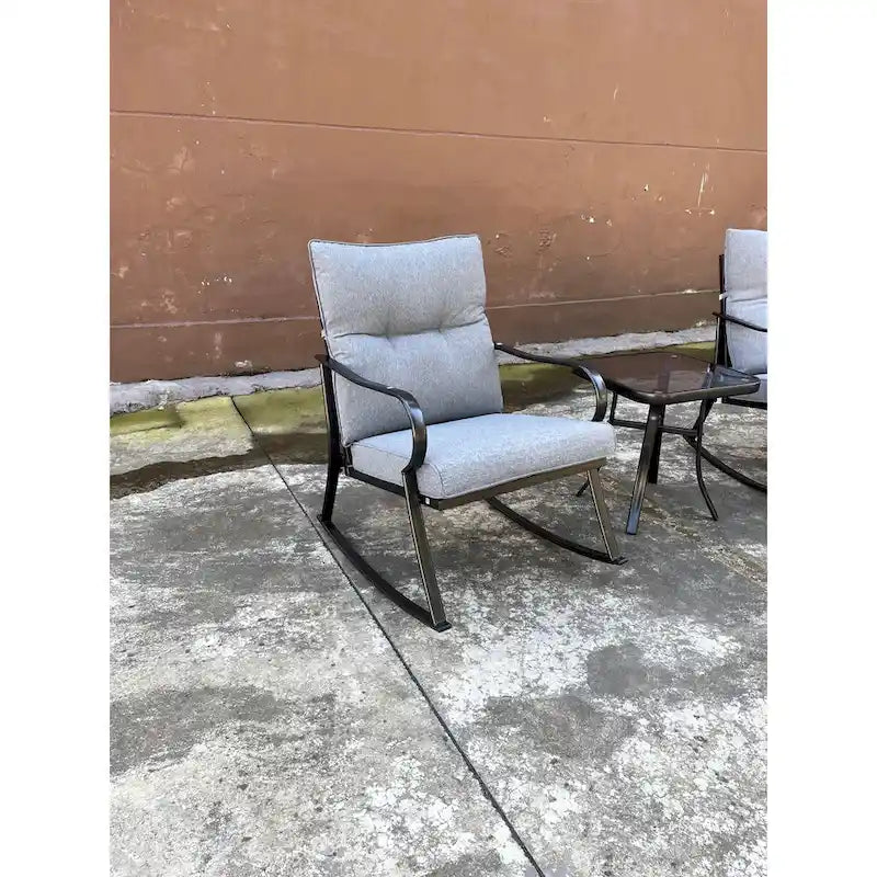 3 Pieces Patio Outdoor Rocker Patio Chairs and Table Set Elegant Patio Bistro Set for Lawn Garden Backyard