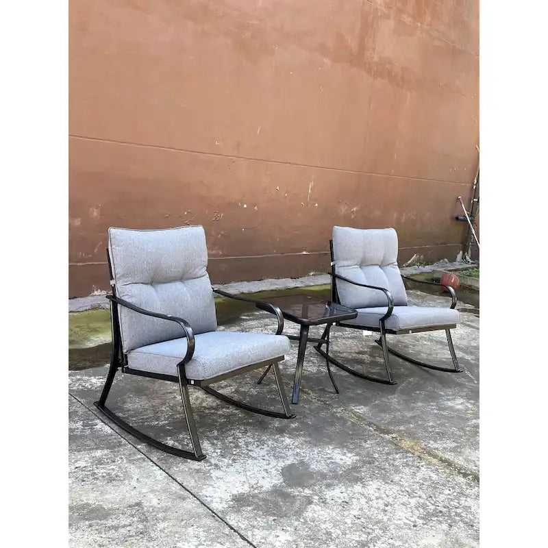 3 Pieces Patio Outdoor Rocker Patio Chairs and Table Set Elegant Patio Bistro Set for Lawn Garden Backyard