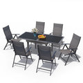 7-Piece Patio Dining Furniture Set with Adjustable Folding Dining Chairs 1 Expandable Dining Table