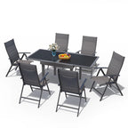7-Piece Patio Dining Furniture Set with Adjustable Folding Dining Chairs 1 Expandable Dining Table