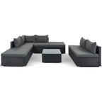 8-Piece Outdoor Wicker Reversible Patio Sectional Sofa with Cushions