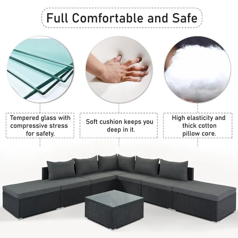 8-Piece Outdoor Wicker Reversible Patio Sectional Sofa with Cushions