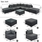 8-Piece Outdoor Wicker Reversible Patio Sectional Sofa with Cushions