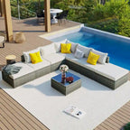 8-Piece Outdoor Wicker Reversible Patio Sectional Sofa with Cushions