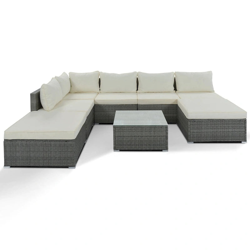 8-Piece Outdoor Wicker Reversible Patio Sectional Sofa with Cushions