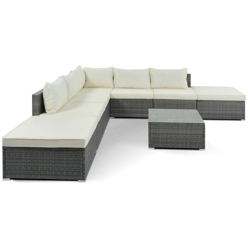 8-Piece Outdoor Wicker Reversible Patio Sectional Sofa with Cushions