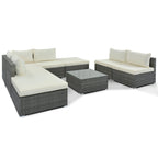 8-Piece Outdoor Wicker Reversible Patio Sectional Sofa with Cushions