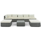 8-Piece Outdoor Wicker Reversible Patio Sectional Sofa with Cushions
