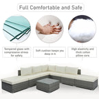 8-Piece Outdoor Wicker Reversible Patio Sectional Sofa with Cushions