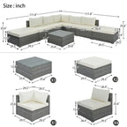 8-Piece Outdoor Wicker Reversible Patio Sectional Sofa with Cushions