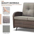 Patio Glider Sofa and Swivel Chair with Ottoman - Brown