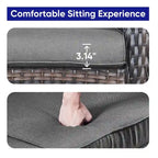 Patio Glider Sofa and Swivel Chair with Ottoman - Brown