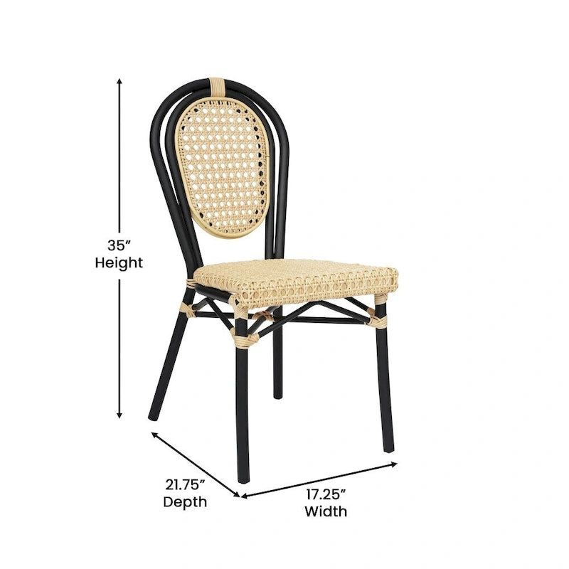 2 Pack All-Weather Commercial Paris Chairs with Metal Frames - N/A