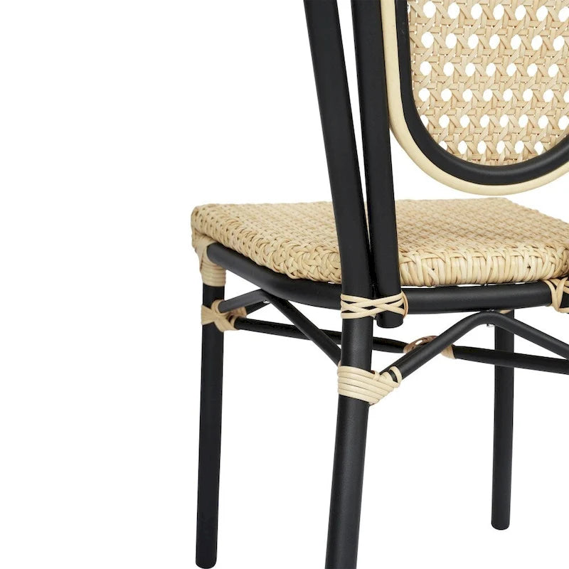 2 Pack All-Weather Commercial Paris Chairs with Metal Frames - N/A