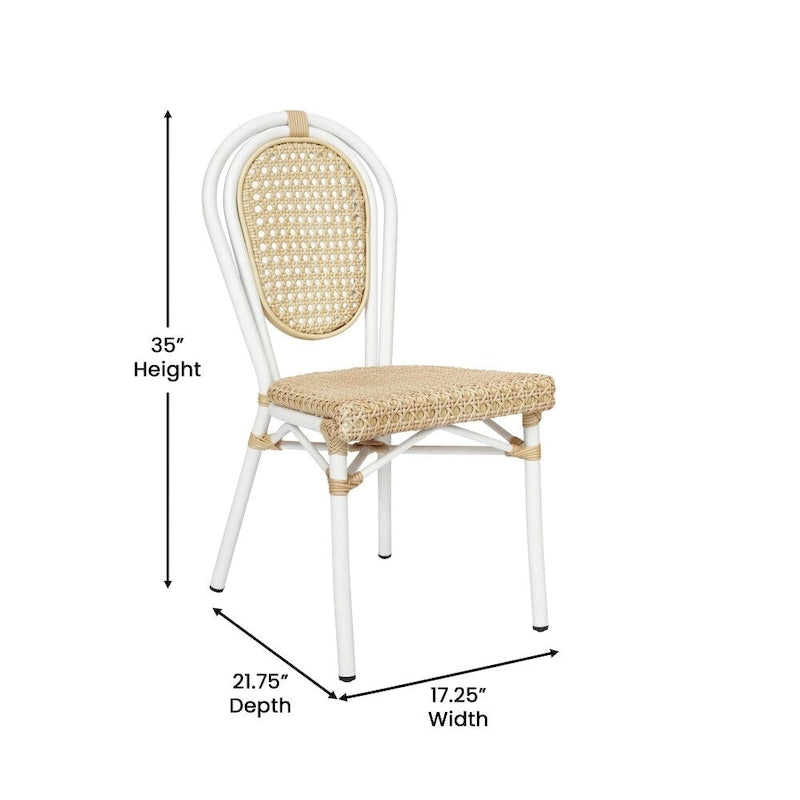 2 Pack All-Weather Commercial Paris Chairs with Metal Frames - N/A