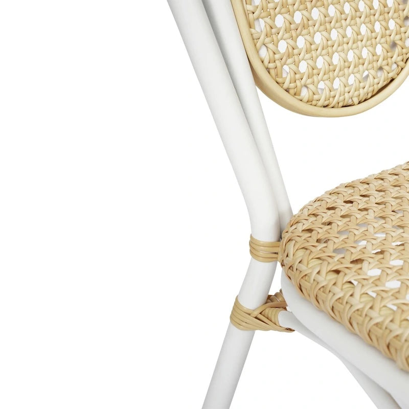 2 Pack All-Weather Commercial Paris Chairs with Metal Frames - N/A