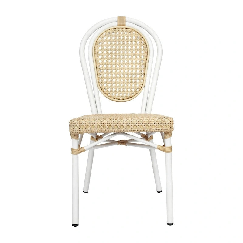 2 Pack All-Weather Commercial Paris Chairs with Metal Frames - N/A