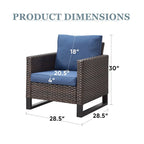Patio Deep Seating Porch Chairs with Seat Cushions - Brown
