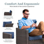 Patio Deep Seating Porch Chairs with Seat Cushions - Brown