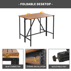 10-Piece Outdoor Table,8 Stools With Cushions,PE Rattan Wicker Dining Table,Foldable Tabletop,All-Weather Patio Furniture