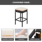 10-Piece Outdoor Table,8 Stools With Cushions,PE Rattan Wicker Dining Table,Foldable Tabletop,All-Weather Patio Furniture