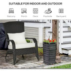 Patio Wicker Adirondack Chair, All-Weather Rattan Fire Pit Chair Soft Cushions, Tall Curved Backrest and Armrests