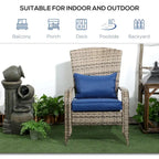 Patio Wicker Adirondack Chair, All-Weather Rattan Fire Pit Chair Soft Cushions, Tall Curved Backrest and Armrests