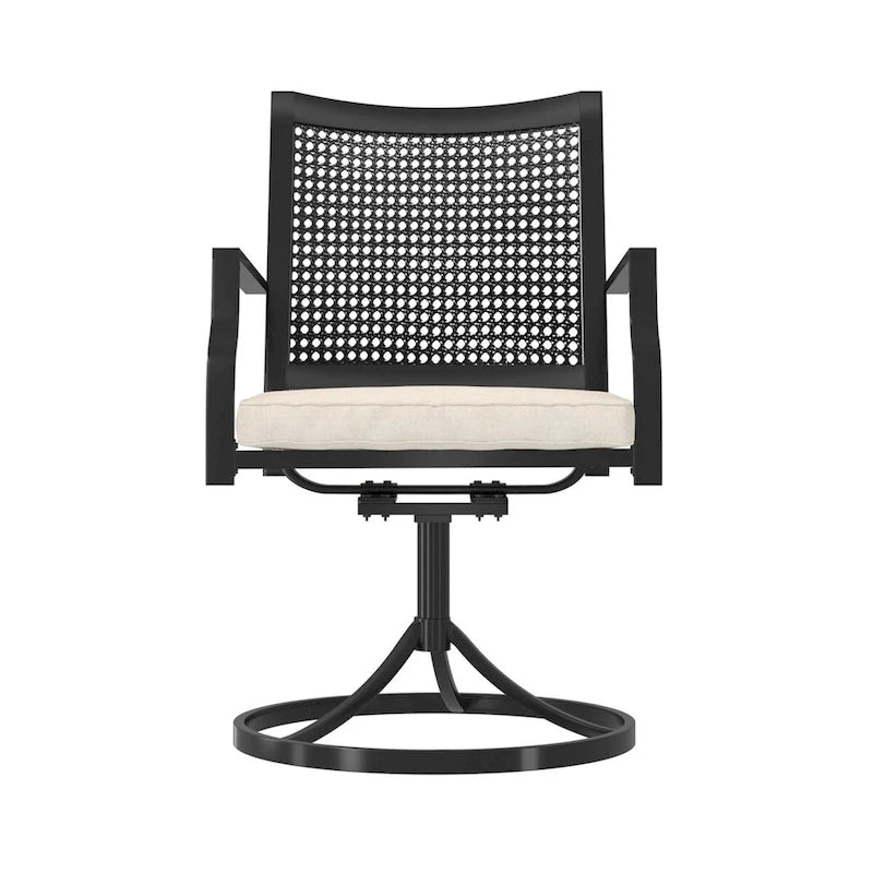 Textilene Fabric Iron Frame Swivel Dining Chairs(Set of 2)